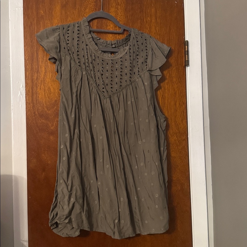Torrid Olive Eyelet Sleeveless Top